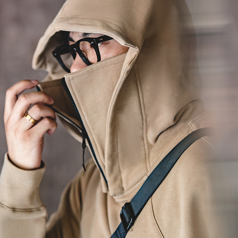 パーカー・フーディ SATUR Balaclava nylon hooded sweatshirt beige SA243UTH02BG Maden Wholesale Men's Mask Sweater Hoodie Workwear Balaclava