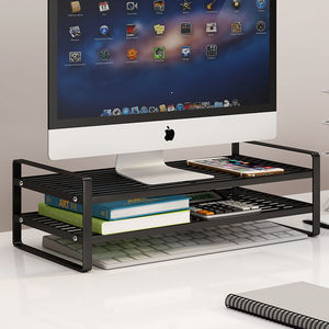 2-Tier Metal Computer <strong>Desk</strong> Organizer with Monitor Riser and Pen Holder Drawer Workspace Storage Accessories - Product Image 1