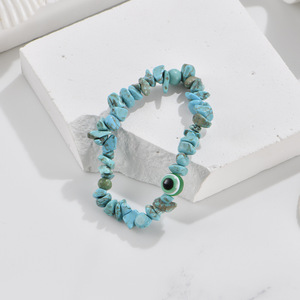 Evil Eye Natural Crushed Stone <b>Bead</b> <b>Bracelet</b> Crystal Elastic Raw Stone Blue Eye <b>Bracelet</b> For Gift - Product Image 3