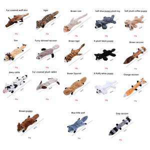 סט צעצועי כלבים רכים ללא מילוי עם צפצפה כפולה, צעצוע לעיסה בצורת חיות יער למשחק פנים וחוץ - Product Image 2