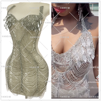 Grand diamant pierre nouvelle chaîne de strass corsage robe applique pour la fête de mariage défilé de mode costume de carnaval robe de danse