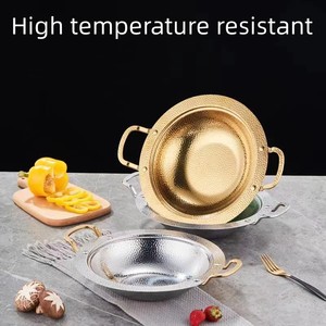 Marmite à fondue dorée martelée de qualité alimentaire 304, double poignée, LFGB FDA, épaisse, compatible induction, pour shabu, ramen, usage domestique, restaurant, traiteur, cuisine - Product Image 6
