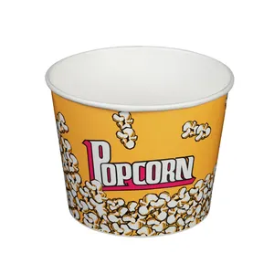 A buon mercato di figura rotonda usa e getta su misura stampato popcorn tazza di carta