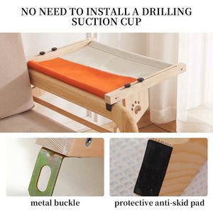Hamac mural en bois pour chat 54x38x17.5cm, lit suspendu à fenêtre pour chats d'intérieur - Product Image 4