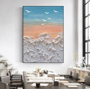 100% pintado a mano paisaje marino abstracto colorido pintura al óleo sobre lienzo decoración del hogar arte de pared arte hecho a mano - Product Image 3