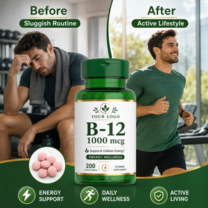Comprimés de supplément de vitamine B12 en gros, marque privée, soutien au métabolisme énergétique, végétalien, 1000 mcg par jour - Product Image 2