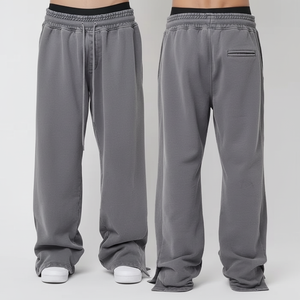 Proveedor de pantalones, pantalones de chándal holgados de pierna recta para hombre, pantalones de chándal lisos de gran tamaño de algodón para correr de felpa francesa personalizados - Product Image 1