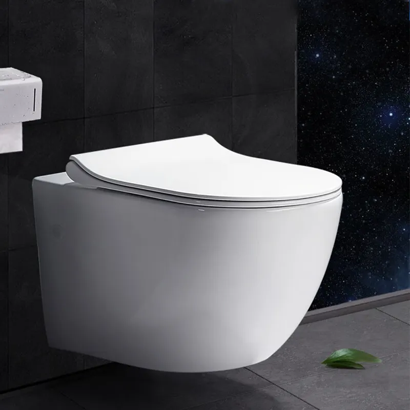 Gravity Flush tanpa bingkai dinding kamar mandi keramik Wc set tersembunyi tangki dinding gantung p perangkap Toilet dengan tangki