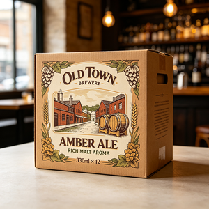 Boîte <span class=keywords><strong>de</strong></span> bière en carton ondulé recyclable, impression offset esthétique personnalisée, Old Town Brewery Amber Ale, production 72H - Product Image 1