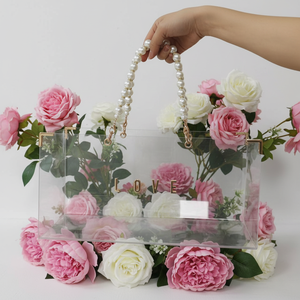 Hot Sale New Rectangle Transparent Acrylic Multi-functional <strong>Folding</strong> Portable Flower <strong>Box</strong> Pearl Handle Rose <strong>Storage</strong> Gift <strong>Box</strong> - Product Image 3