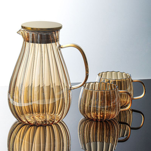 Hxglass thủy tinh borosilicate cao hổ phách nước ấm đun nước 1800ml sữa lớn Jug nước trái cây đèn lồng hình dạng nước bình jarra de vidro - Product Image 1