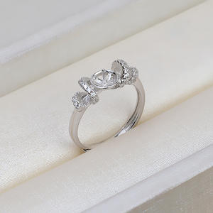 Bague ouverte en argent S925 pour femme, réglable, style tendance, incrustation de perles DIY, accessoires semi-finis, support vide, taille 05 - Product Image 4