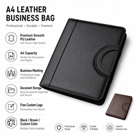 Portafolio de Negocios de Cuero PU Liso A4 con Logotipo Personalizado, Bolsa de Documentos Profesional con Asa, Organizador de Carpetas para Reuniones, Venta al Por Mayor