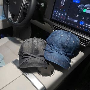 Strap Bow Decoration Korean Style Washed Denim Sporty Vintage Image <b>Baseball</b> <b>Cap</b> for Children Adjustable - Product Image 2
