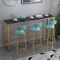 Table et chaises de bar minimalistes en métal, petite table et chaises de café pour famille, comptoir de bar nordique en marbre blanc moderne