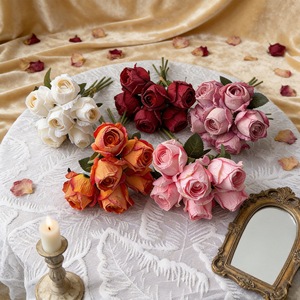 Bouquets de roses artificielles Yasunobu, fleurs en soie, décoration élégante pour la maison, accessoires de mariage - Product Image 1