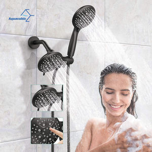 Robinet de douche à double tête à 3 voies haute pression avec 35 réglages, noir mat, avec vanne de fixation - Product Image 2