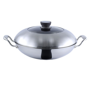 Wok-sartén grande de acero inoxidable 304 de 3 capas, Wok chino, panal de abeja, antiadherente, 28cm/11 pulgadas - Product Image 2
