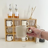 Étagère murale à double niveau pour tasses, 100% bambou, qualité supérieure, certifiée qualité alimentaire, bambou naturel, non pliable