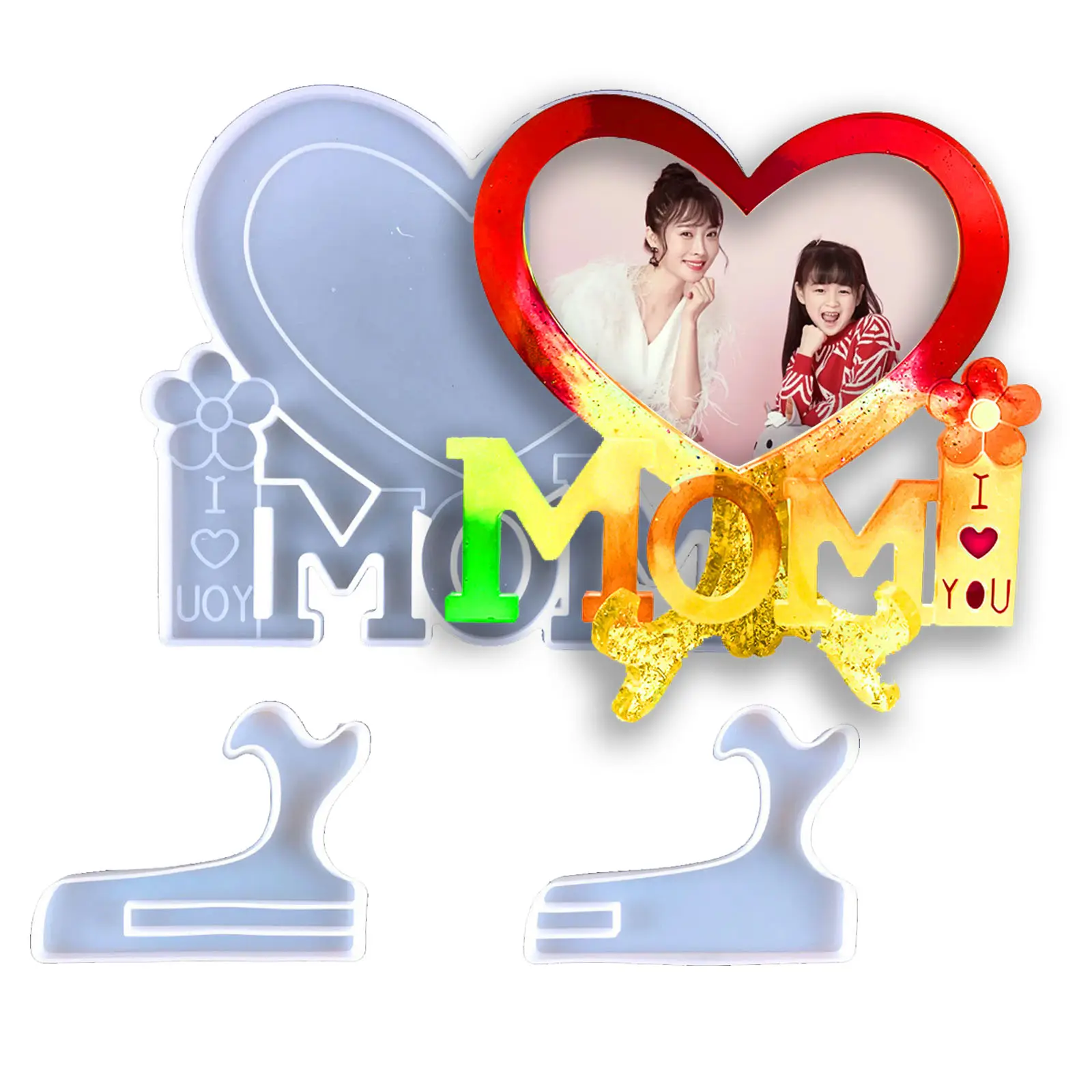 Stock Available Mothers' Day Gift Resin Heart Mold Lovey Resin Mold Photo Frames With Best Price