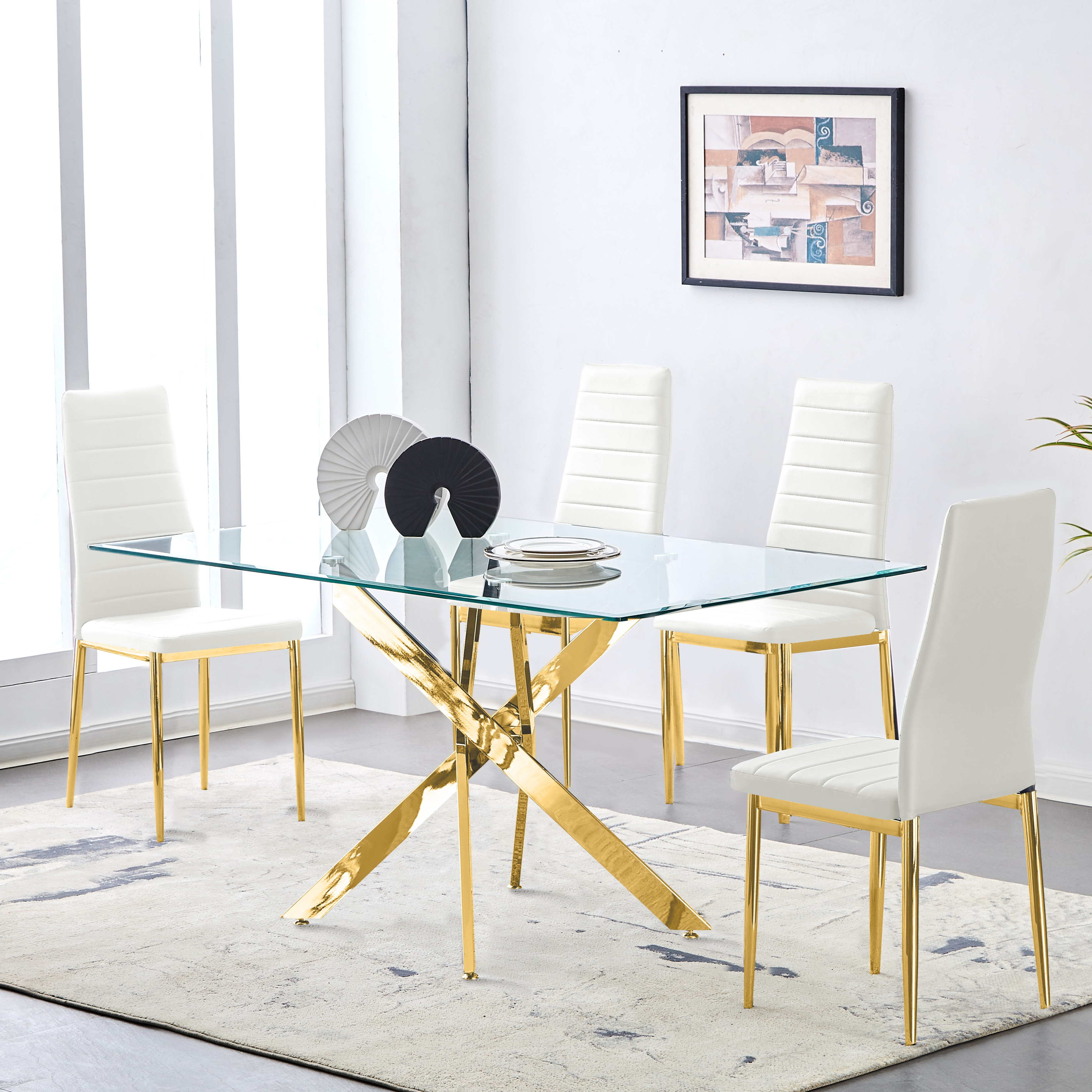 Mesa de jantar Conjuntos de mesa de jantar de luxo moderno com 6 cadeiras