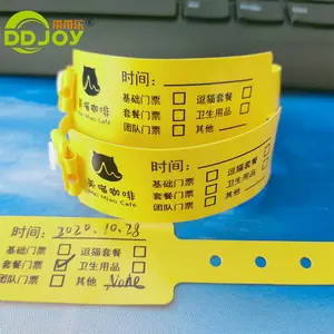 DDJOY-pulsera de PVC suave con Logo personalizado para niños, brazalete de vinilo, impermeable, desechable, para eventos de parque infantil