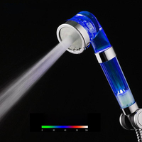 Pommeau de Douche à Température Contrôlée ABS Écologique pour Hôtels, 3 Fonctions, Massage Lumineux et Lumière LED, Chromé