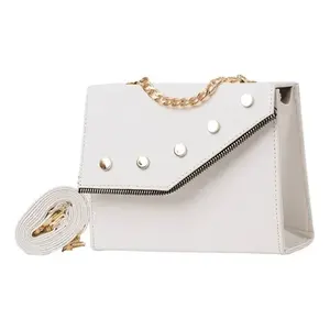 Bolso de Hombro Vintage para Mujer Daria White, Diseño a Rayas, Cierre de Cremallera Impermeable, Correa Única, Piel Sintética, Estilo Veraniego - Product Image 3