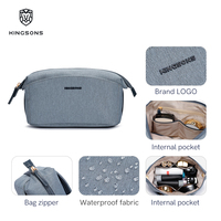 Pochette cosmétique en polyester texturé résistant à l'eau 3L, fermeture éclair en métal Kingsons, sac de maquillage portable pour femmes, utilisation quotidienne
