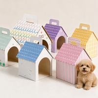 Maison pour animaux de compagnie en carton imprimé sur mesure en gros avec poignée, abri pliable en papier pour chien de petite taille pour jouer et dormir