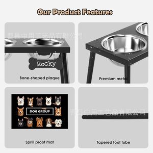 Soporte elevado para tazón de perro de acero inoxidable, tamaño mediano/grande, con tazones para comida y agua, estación de alimentación para perros - Product Image 2