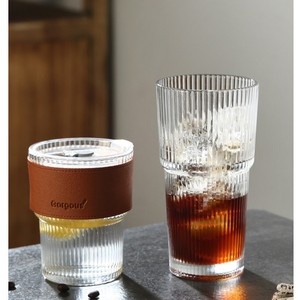 Vaso <span class=keywords><strong>de</strong></span> café <span class=keywords><strong>de</strong></span> doble uso, ecológico, <span class=keywords><strong>de</strong></span> vidrio grueso a rayas, diseño clásico, con tapa y pajita, <span class=keywords><strong>de</strong></span> alta estética - Product Image 6