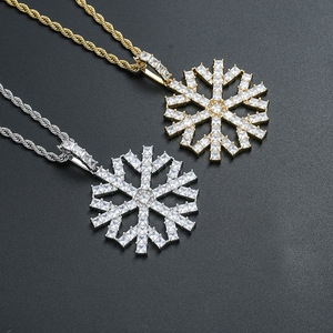 Colgante de Copo de Nieve, Accesorios Hip Hop, Collar para Hombre y Mujer, Cobre con Incrustaciones de Circonio, Colgante Circular de Copo de Nieve - Product Image 3