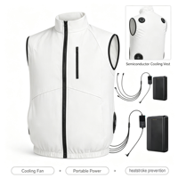 Gilet de refroidissement TEC Semiconductor Peltier avec 2 ventilateurs haute puissance, 100% polyester, vêtements de refroidissement d'été pour hommes et femmes