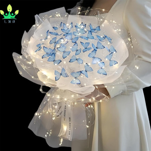 Fiori <span class=keywords><strong>artificiali</strong></span> fai da te <span class=keywords><strong>Kit</strong></span> di arte artigianale 33 pz bouquet di farfalle con luci a LED per principianti <span class=keywords><strong>Kit</strong></span> di artigianato regalo floreale per matrimonio - Product Image 2
