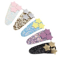 Pince à cheveux pour enfants, en tissu acétate à paillettes, étoile pailletée, princesse, pour fête d'enfants