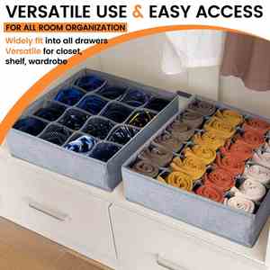 Modern Design Fabric Sock <b>Storage</b> <b>Box</b> Foldable Divided Compartments Household Organizing <b>Underwear</b> Bra <b>Storage</b> <b>Box</b> - Product Image 3