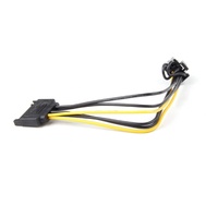 Cable de Extensión de Alimentación SATA a PCI-E de 15 Pines Macho a 8 Pines (6+2) de Cobre Puro Plano con Revestimiento de PVC de 20 cm para Computadora