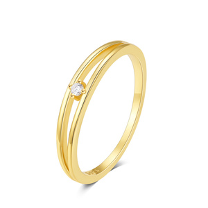 CANNER New Arrival Minimalist 925 Sterling Silver Double Layers18k Gold Plated Cubic Zirconia <b>Stacker</b> <b>Rings</b> for Women - Product Image 1