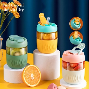 360ML/12oz Glass Water <b>Bottle</b> <b>Coffee</b> Cup Travel Drink Mug with Straw - Product Image 2