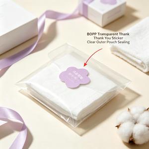 Etichette Adesive Trasparenti BOPP Antimanomissione Personalizzate con Stampa Floreale e Messaggio di Ringraziamento <span class=keywords><strong>per</strong></span> Sigillatura Confezioni di Assorbenti Igienici - Product Image 6
