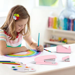 Großhandel modische Kunststoff 15cm Lineal und Hefter Set Günstige benutzer definierte Briefpapier Online für Schüler - Product Image 5