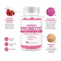 Gummies Probiotiques Canneberge pour Femmes 50 Milliards de UFC Fibres Prébiotiques Santé Urinaire Équilibre du pH Sans Sucre Vente en Gros OEM ODM