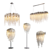 De luxe D'or En Aluminium Chaîne Gland Lustre Tricolore Salon Meubles Suspendus Éclairage Led Lustre