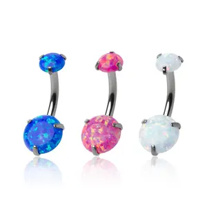 High Quality Navel Piercing Jewelry G23 Titanium Opal Belly Button Rings