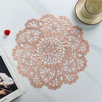 Set de table rond en PVC résistant à la chaleur, style dentelle romantique française, ajouré vintage, diamètre 38 cm