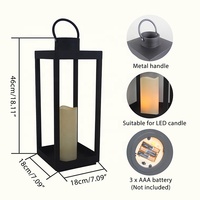 Lanterne en métal à LED noir sans flamme, grande taille, fournitures de mariage