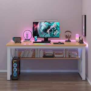 Escritorio Pequeño para Estudio en Casa con Estantería para Dormitorio o Apartamento, para Computadora, Oficina o Juegos - Product Image 1