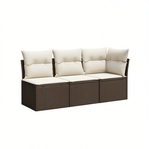 Ensemble de canapés de jardin en rotin brun, meubles d'extérieur avec coussins en mousse haute densité, design contemporain, imperméable - Product Image 1