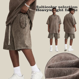 Shorts vintage surdimensionnés en coton 100% 380 g/m², respirants, écologiques, avec impression graphique personnalisée, vente en gros - Product Image 3